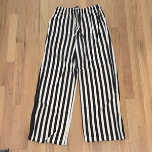 Black and White Striped Wide Leg Pants